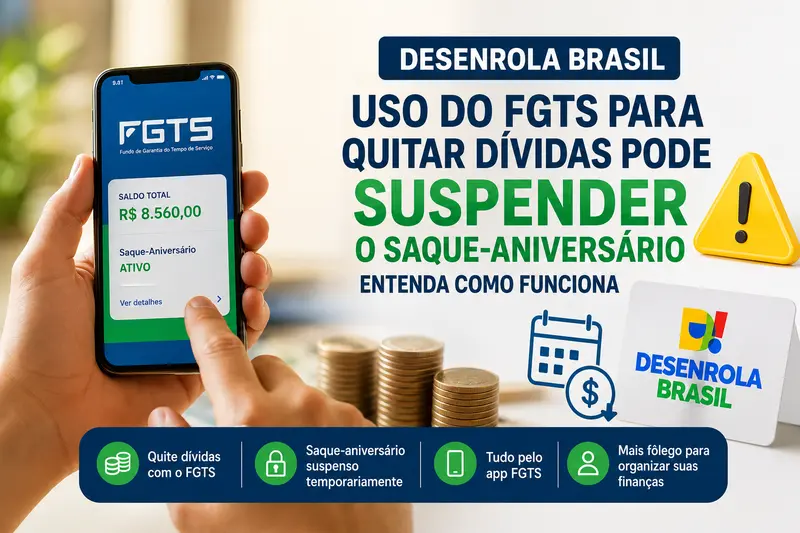 Desenrola Brasil: usar o FGTS para quitar dívidas pode bloquear temporariamente o saque-aniversário